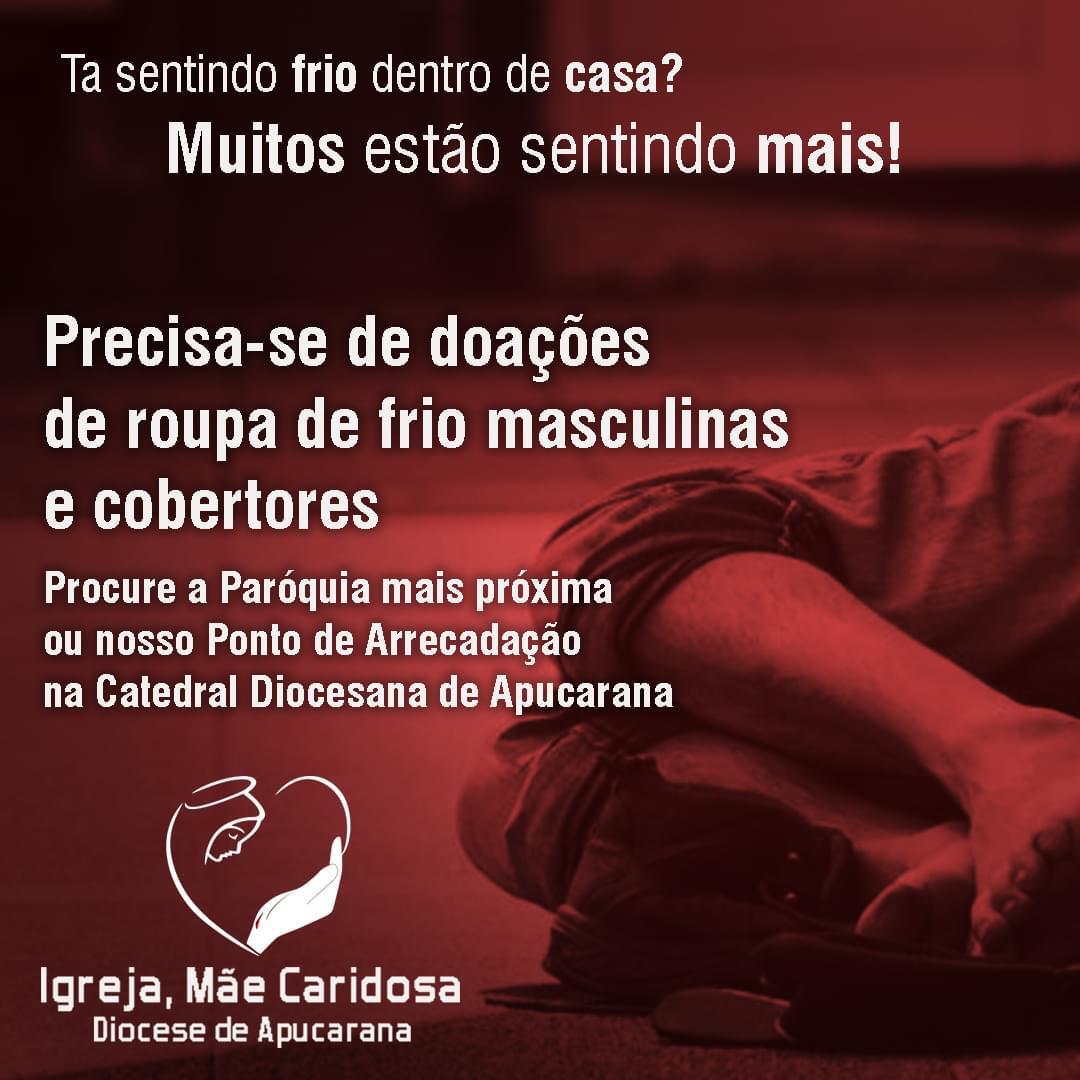 Projeto 'Igreja, Mãe Caridosa', está precisando de roupas de frio masculinas e cobertores