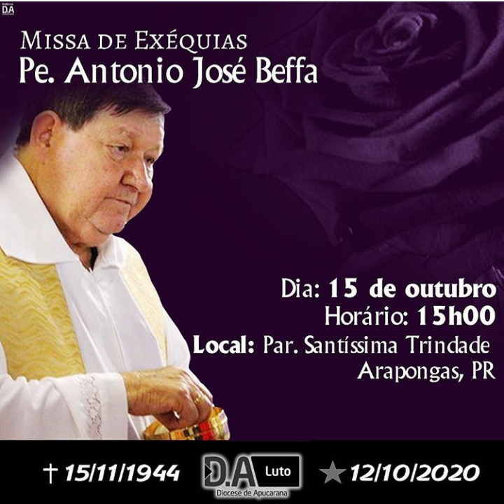 Missa de Exéquias do Padre Beffa acontece no dia 15