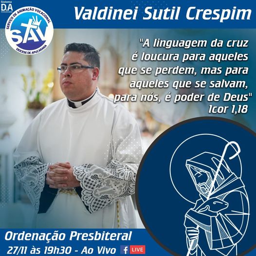  Lema de ordenação do Diácono Valdinei Sutil Crespim