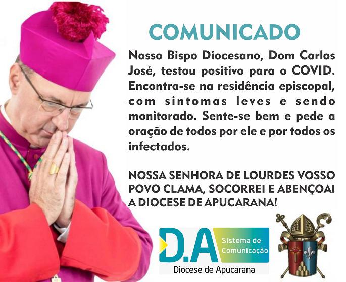 Bispo de Apucarana testa positivo para o COVID-19