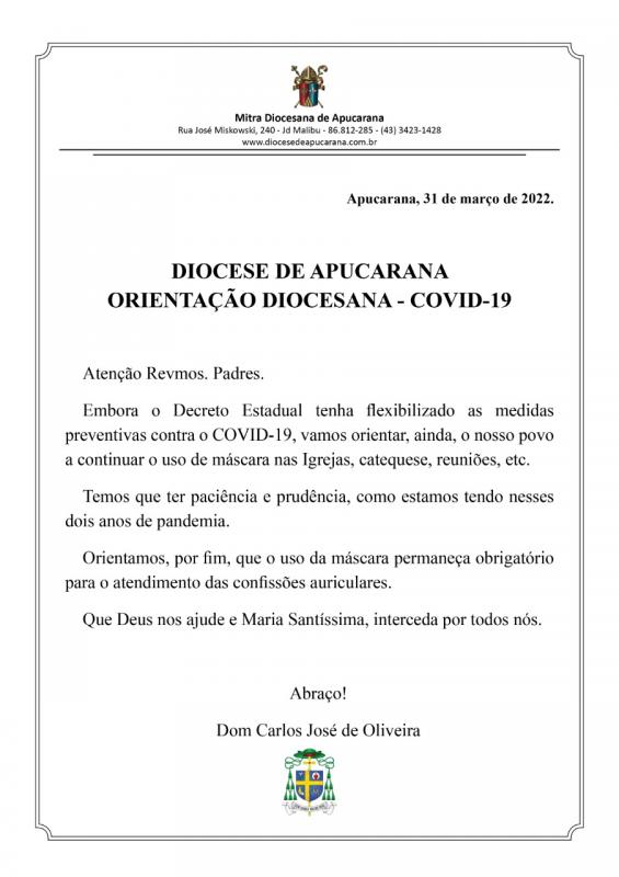 Decreto quanto ao uso de máscaras