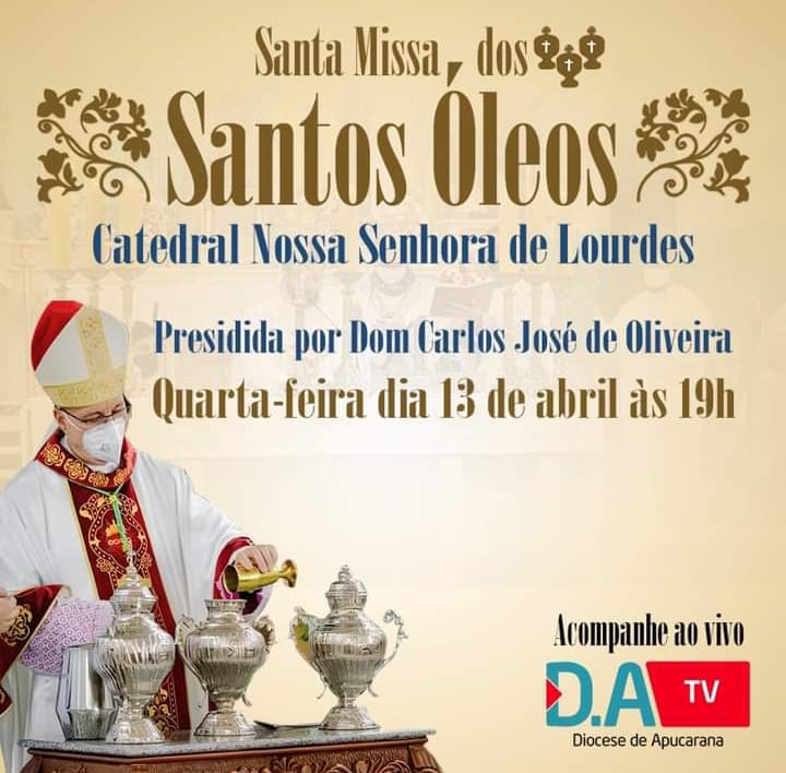 Missa dos Santos Óleos será realizada nesta quarta em Apucarana