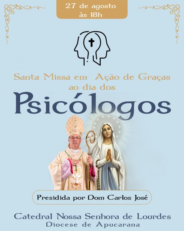 Dom Carlos José celebrará missa em Ação de Graças pelo Dia do Psicólogo