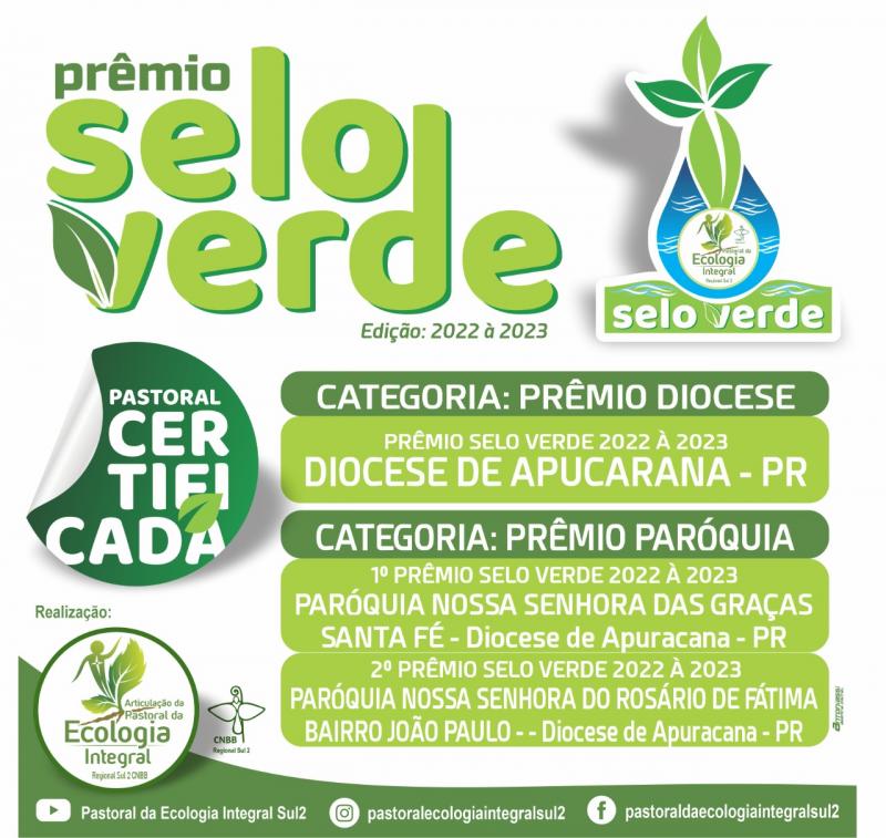 Diocese de Apucarana recebe prêmio da pastoral da ecologia integral 
