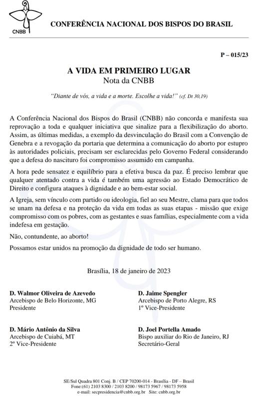 Nota da CNBB 