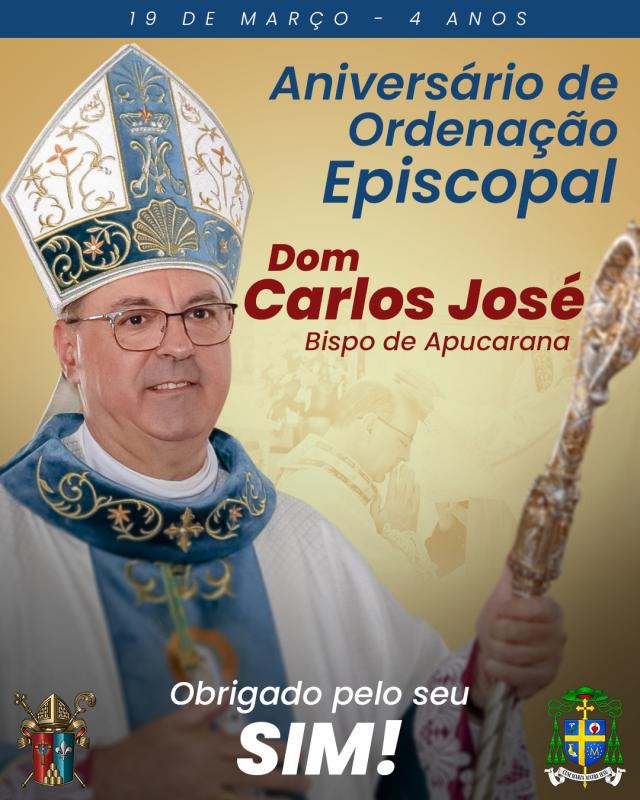 Dom Carlos celebra nesse dia, seu aniversário de ordenação episcopal 