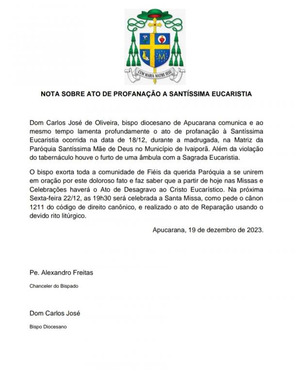 Ato de Profanação a Santíssima Eucaristia 