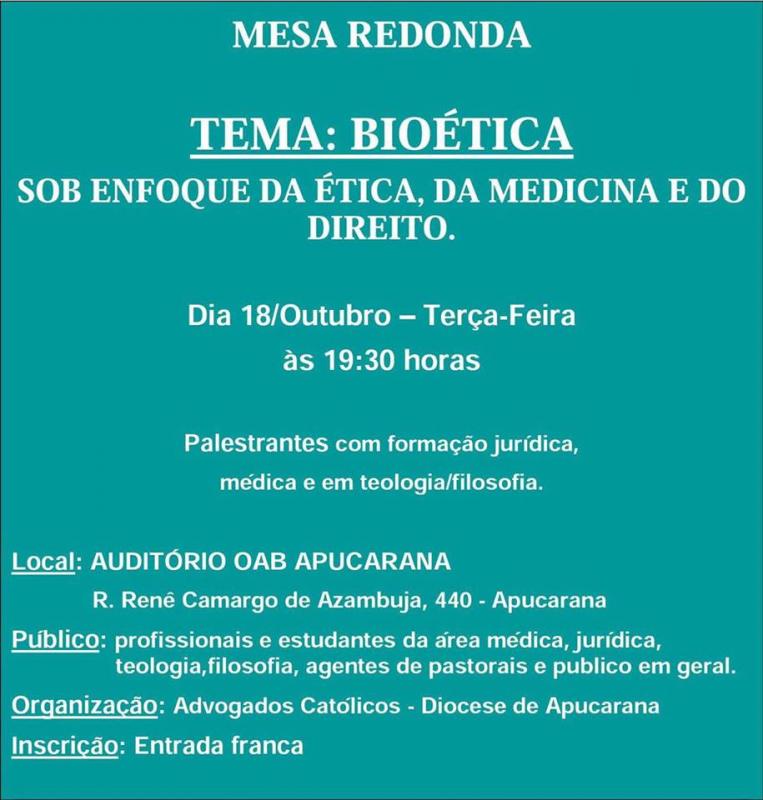 Aborto sob o ponto de vista médico, jurídico e ético é o tema de Mesa Redonda 