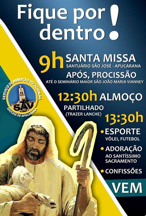 Como será o Dia Mundial de Oração pelas Vocações na Diocese de Apucarana 