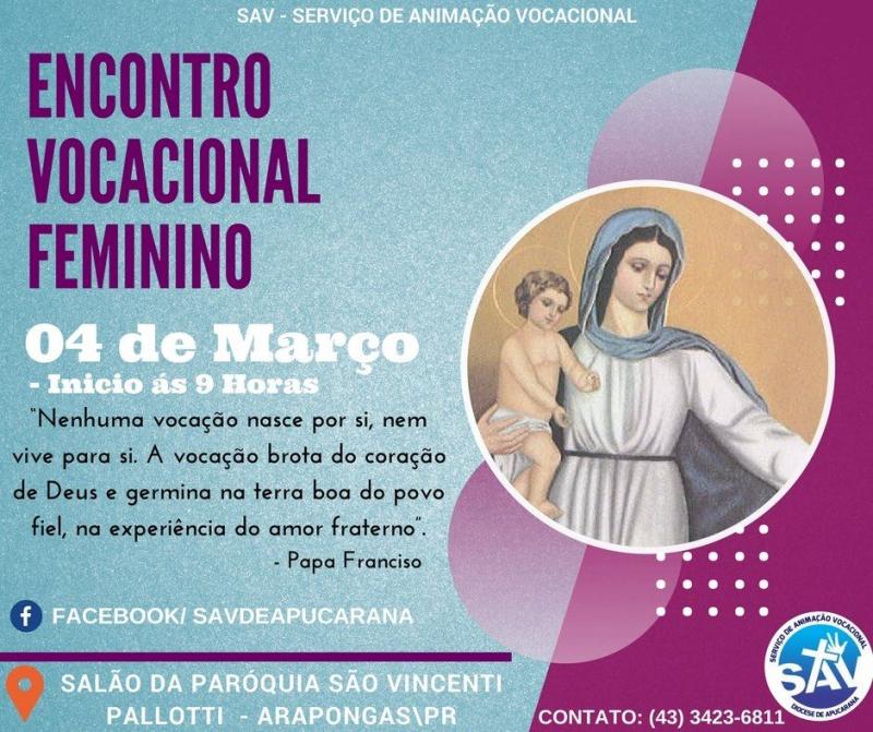 Vem ai o 1º Encontro Vocacional Feminino de 2018 
